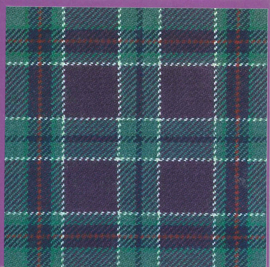 Square greeting card printed with the parliament tartan