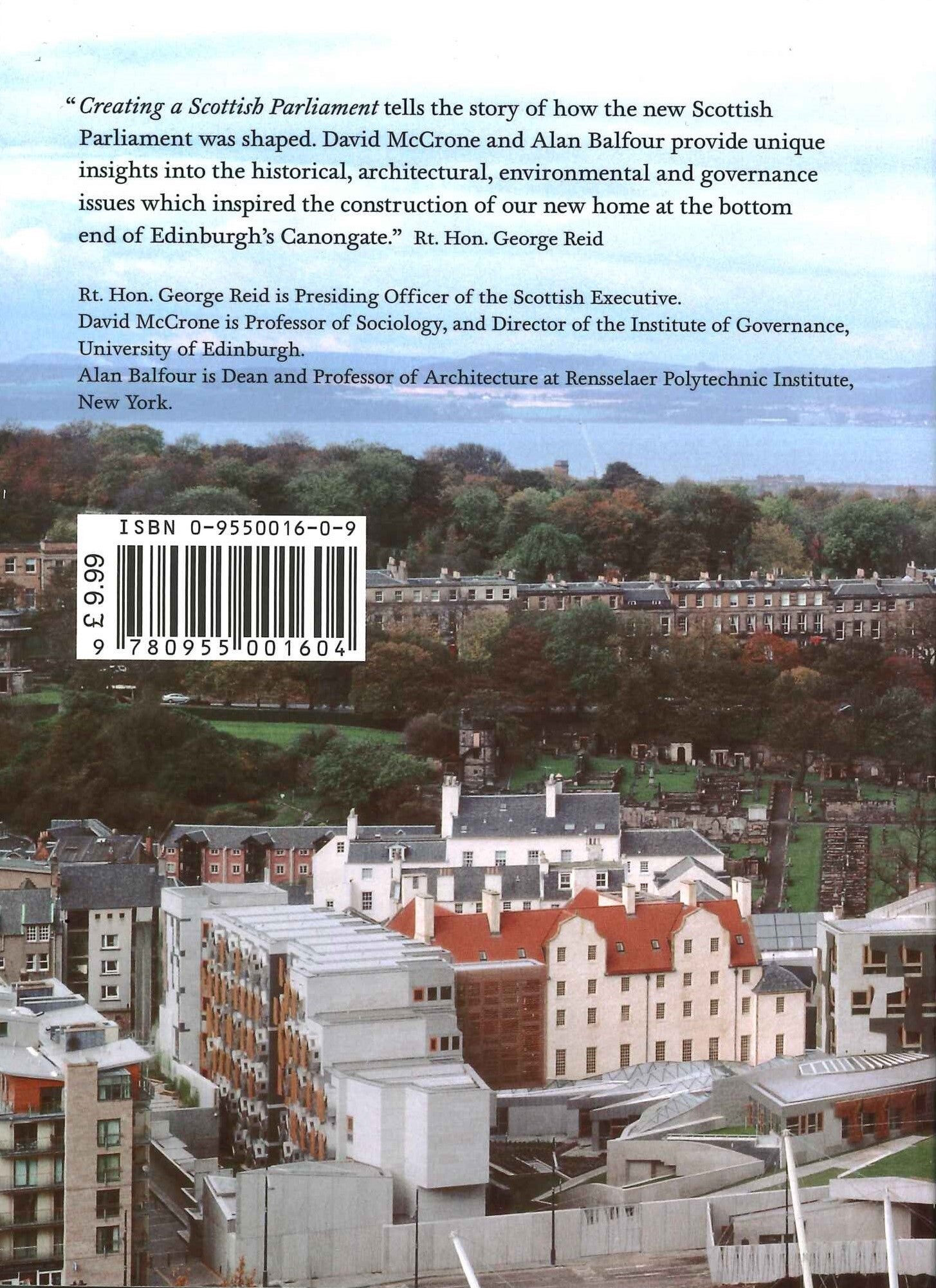 The back cover of the book with text.