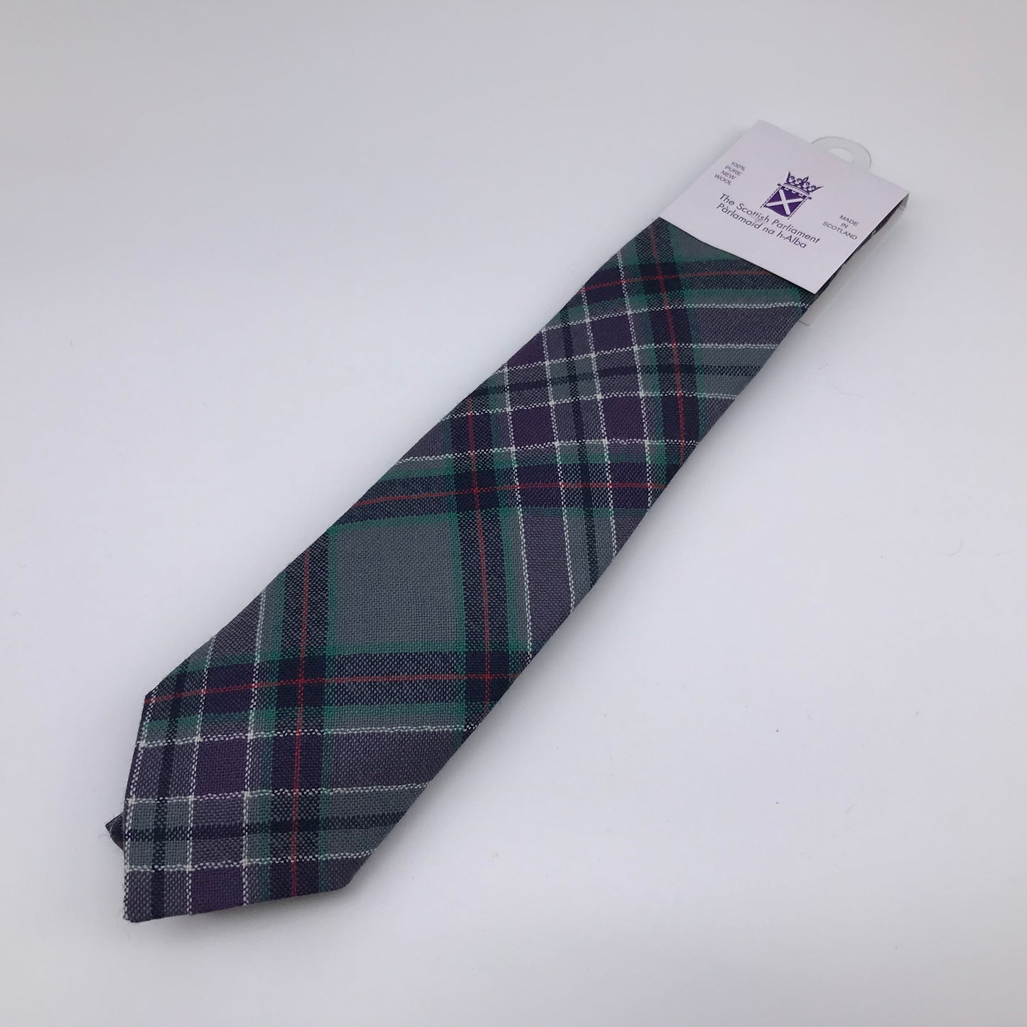 Tartan tie with label.