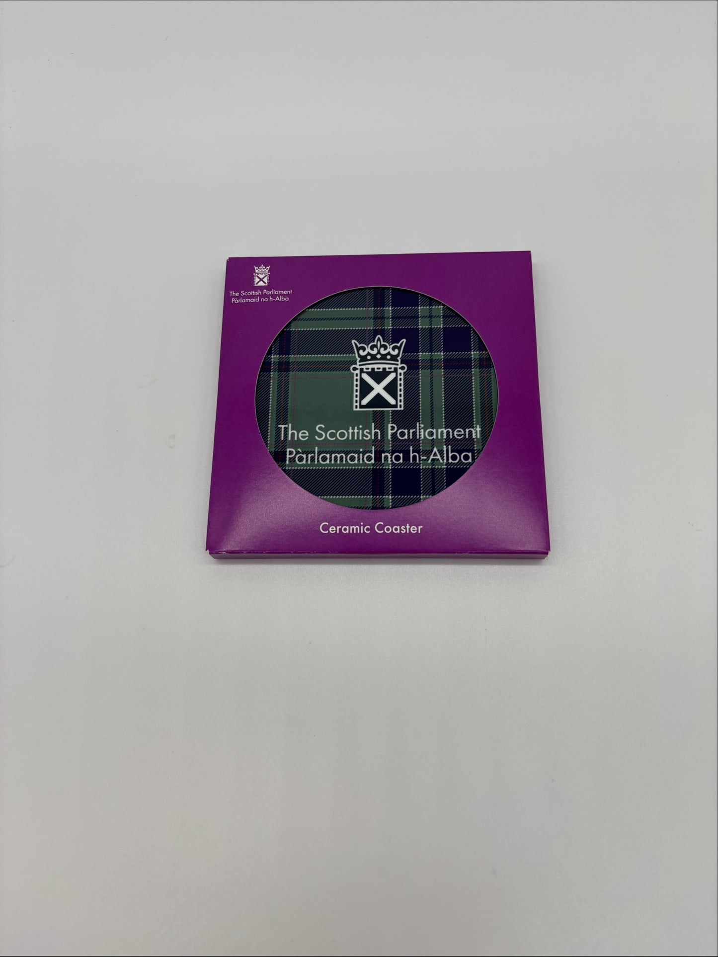 Tartan round coaster ceramic