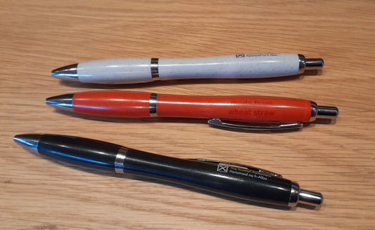 Three pens of different colours