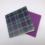 square card with purple envelope