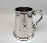 Pewter tankard engraved with the symbol of the Scottish Parliament. 