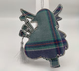 Back side of the decoration in tartan.